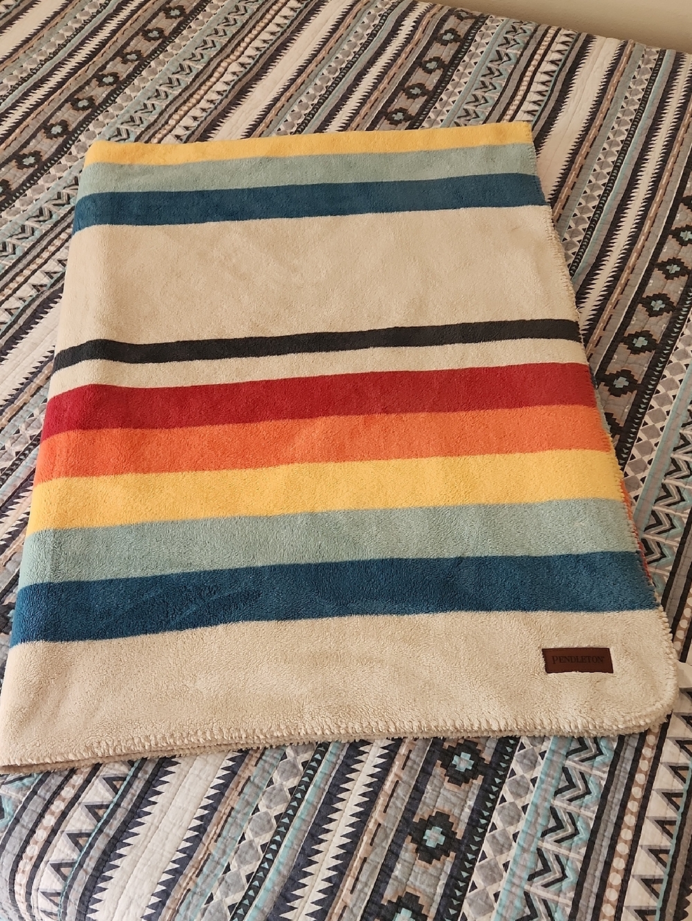 Pendleton Striped Multicolor Plush Throw - Coastal Stripes